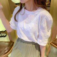 COD DSFGRTUTYIII 2021 female summer Korean version loose temperament T-shirt pleated short sleeves