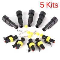 5set Waterproof Car Part 1 Pin Way Sealed Electrical Wire Auto Connector Plug Set Car Motorcycle For HID LED Light Fog Lamp