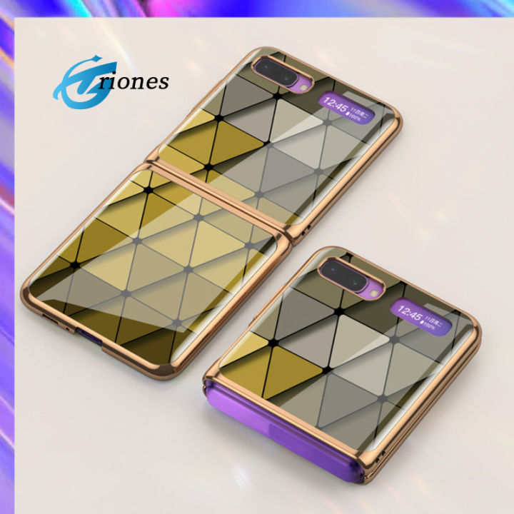 ปลอกผิวป้องกันเคสโทรศัพท์กระจกเทมเปอร์ใช้ได้กับ-galaxy-z-เคสโทรศัพท์โทรศัพท์มือถือพับได้พับได้