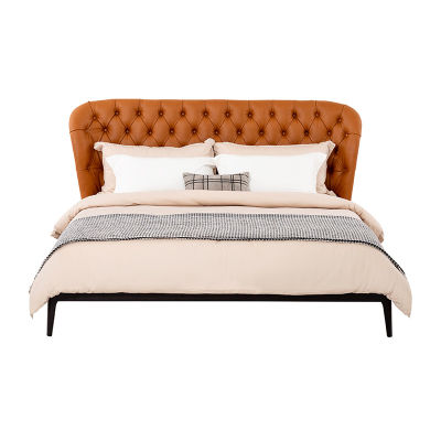 modernform เตียงนอน รุ่น SAMUEL ขนาด 6 ฟุต หุ้มหนังสีส้ม