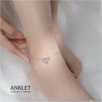 s925 Anklet 15 สร้อยข้อเท้าเงินแท้  ตุ้งติ้งตะกร้อ สวยเรียบง่าย ใส่สบาย เป็นมิตรกับผิว