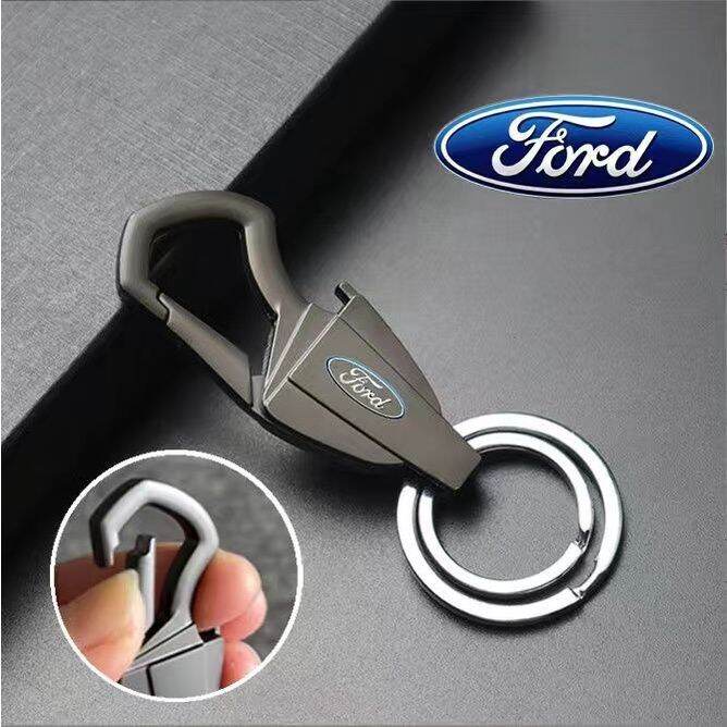 Metal Keyring Official Ford Keyring Ford Logo Black Leather Stripe