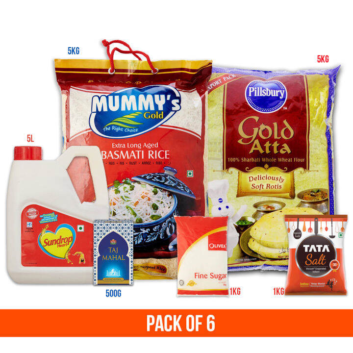 Mummy's Gold Basmati Rice 5KG, Pillsbury Gold Atta 5kg, Sundrop SuperLite Advanced Refined