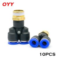 10PCS PX Pneumatic Fittings Y-Shaped Tee 4-12mm Outer Diameter Hose M5 1/8 "1/4" 3/8 "1/2" BSP External Thread Tee Air Connector Pipe Fittings Accesso