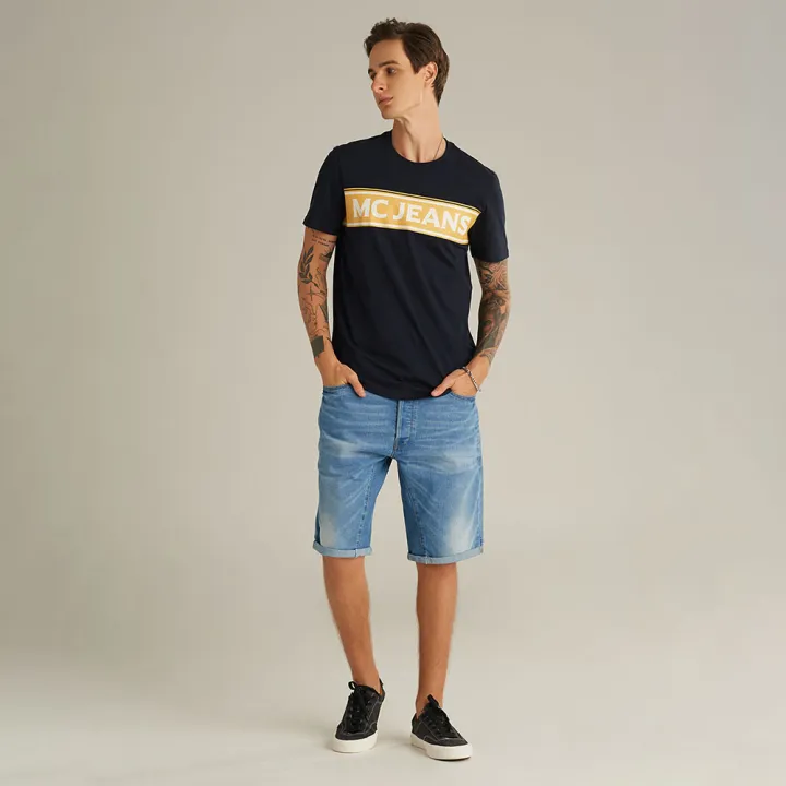 mc-jeans-เสื้อยืดแขนสั้นผู้ชาย-คอกลม-สีกรมท่า-mtsza11