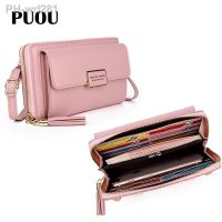 PUOU New Fashion Daily Use Card Holder PU Leather Cellphone Purses Small Summer Shoulder Bag for Women Handbags Wallets