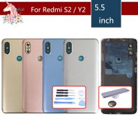 【✆New✆】 jiejiu65879742 ที่อยู่อาศัยสำหรับ Xiaomi Redmi S2 Y2ประตูที่อยู่อาศัยฝาหลังชิ้นส่วนอะไหล่เลนส์กล้องถ่ายรูปมีปุ่ม