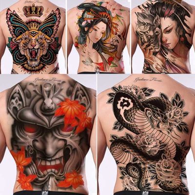 Full Back Large Temporary Tattoo Sticker Mens Lion King Snake Dragon Ganesha Tiger Body Woman Waterproof Fake Tattoo Art
