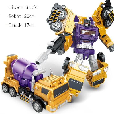 6 In 1 Transformation Robot Engineering Vehicle Action Figure DIY 2 In 1 Excavator Bulldozer Dump Truck Crane Toy For Boy Kids