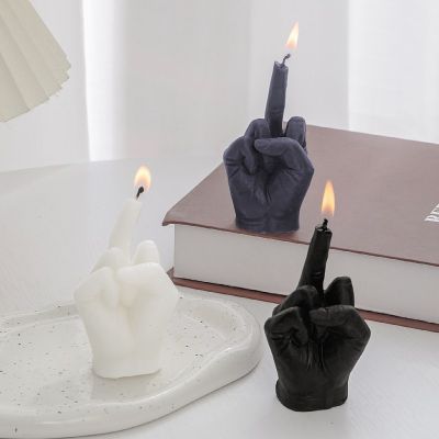 【CW】Creative middle finger shaped gesture scented candles niche funny quirky small gifts home decoration ornaments birthday gifts