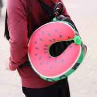 Creative Neck Travel Pillow Fruit U Shaped Head Neck Rest Support Air Cushion Portable Inflatable Soft Airplane Car High Quality Travel pillows