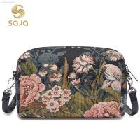 SAJA Womens Bag Tapestry Shoulder Bag Peony Flora Handbags Pouch Wallet Travel Bags For Women Female Tote Bag Mobile Phone Bag