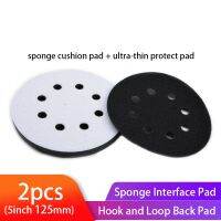 2 Pcs 5 Inch(125mm) 8-Hole Soft Sponge Interface Pad for Sanding Pads and Hook Loop Sanding Discs for Uneven Surface Polishing