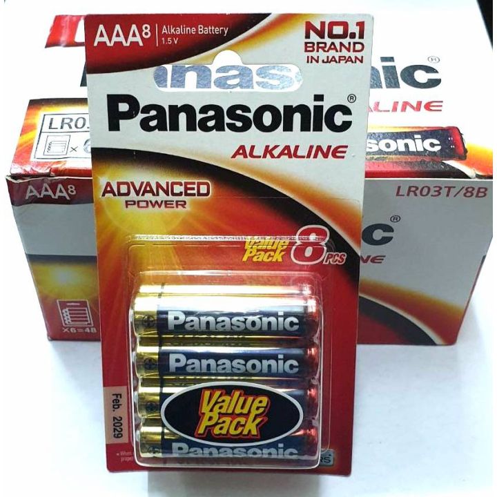 แท้-100-aa-aaa-pack-8-ก้อน-ยกกล่อง-6-packs-48-ก้อน-panasonic-alkaline-battery-ถ่านอัลคาไลน์