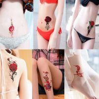 Rose Tattoo Sticker Female Leg Sexy Chest Cesarean Patch Waterproof and Durable Realistic Scar Covering in stock