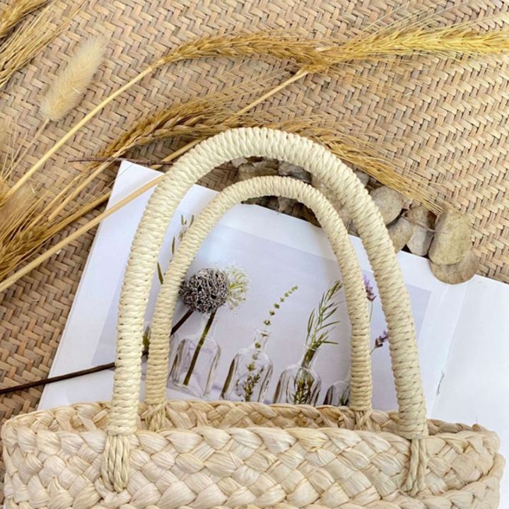 summer-handmade-small-woven-bag-corn-husk-handbag-basket-straw-rattan-bag-parent-child-children-straw-rattan-purse