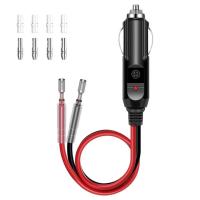 Car Lighter Cable 12V-24V Plug Cable 16AWG With LED Indicator Light Copper Lighter Cord Overload Protection Car Adapter Automotive Accessories With 15A Fuse for ATVs adorable