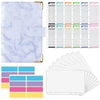 A6 Binder Notebook,6-Ring Refillable Binder Cover,with Clear Binder Envelopes,Expense Budget Sheets and Label Stickers