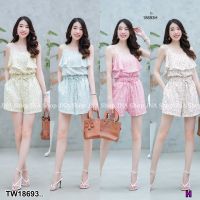 J18693 set 2 ชิ้น สายเดี่ยว ลายดอกเล็ก + กางเกงขาสั้น set of 2 pieces, tank top, small flower pattern + shorts