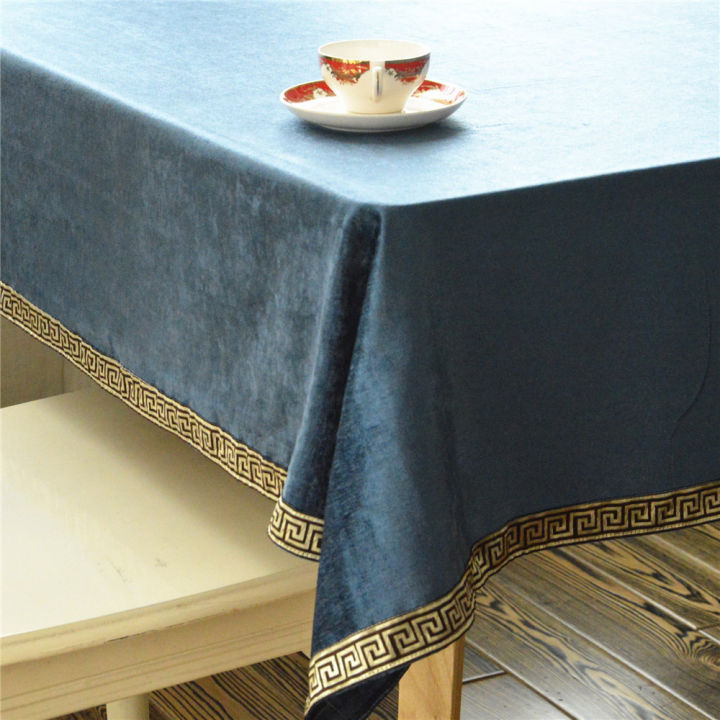 hot-ผ้าปูโต๊ะจีนสีฟ้าใหม่สไตล์ยุโรปหรูหราเบาๆโต๊ะกาแฟประชุมสี่เหลี่ยมร้านอาหารอเมริกันใช้ในบ้าน