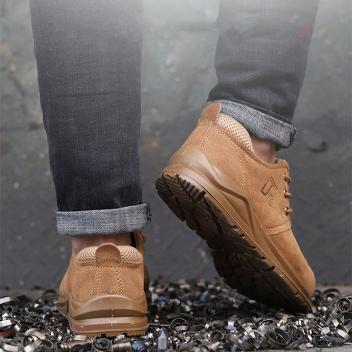 รองเท้านิรภัยสำหรับผู้ชาย-รองเท้าเซฟตี้หัวเหล็กรองเท้าทำงานป้องกันการเจาะทะลุรองเท้ากันแรงกระแทก