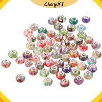 CHONGXI 60 PCS เรซิน ลูกปัดรูใหญ่แบบยุโรป สีสันสดใส รูใหญ่ๆ ลูกปัดสเปเซอร์ ลูกปัดสไตล์ยุโรป ลูกปัดหลวมๆ ดีไอวาย