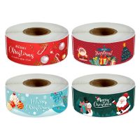 120 Pcs/roll Christmas Strip Sticker Gift Box Packing Seal Sticker Self adhesive Label Packaging Sticker Roll Merry Christmas