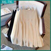 Plus Size Elegant Prom Party Long Skirt For Women Large Fashion Office Ladies Formal Pleated Skirt Female 3XL 4XL 5XL 6XL 7XL