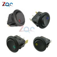 12V LED Dot Light Car Switch Auto Boat Round Rocker 3Pin ON/OFF Toggle SPST Switch 4 Colors Blue Yellow Red Green