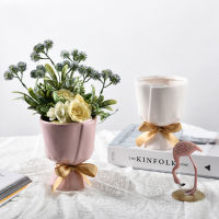 Nordic Bouquet Modeling Flower Vase Home Decor Ins Living Room Decoration Salon Modern Art Bouquet Ceramic Dried Flower Vases