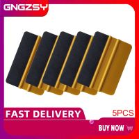 5PCS Gold Plastic Squeegee with Black Fabric Edge Bubble Clean Scraper Vinyl Wrap Tools A62F