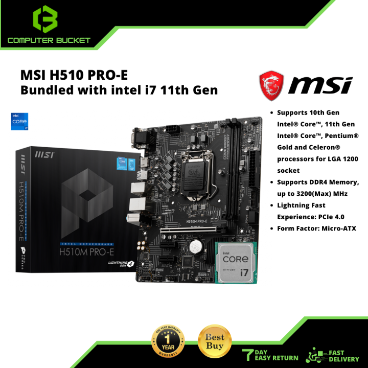 intel CORE i7 11TH GEN BUNDLED WITH MSI H510 PRO-E | Lazada PH