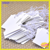 XINGK ป้ายราคาเครื่องประดับกระดาษสีขาว100ชิ้นพร้อมเชือกยางยืด5*3ซม.