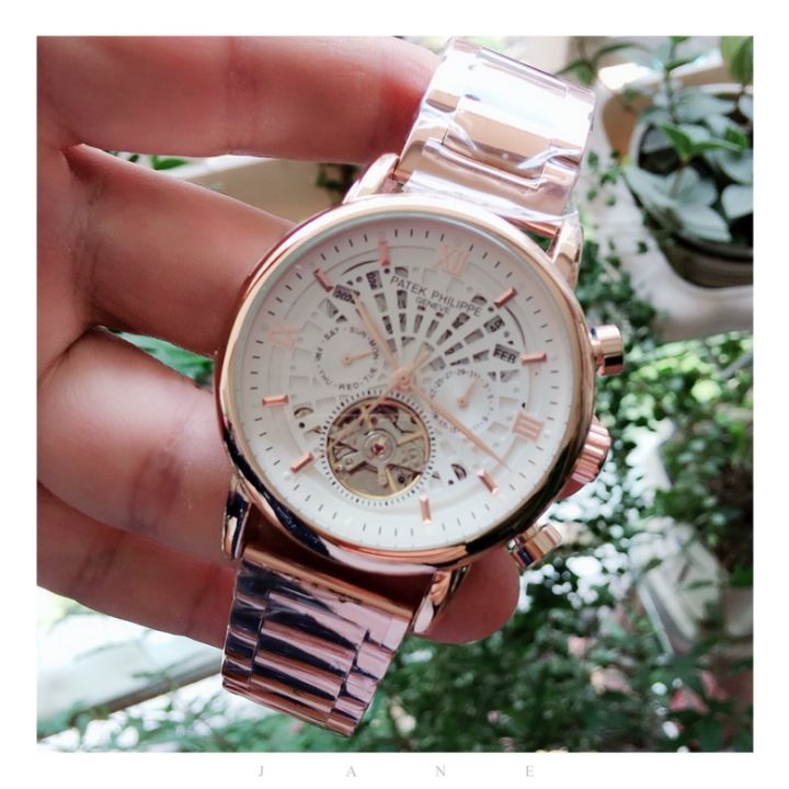 original-แฟชั่นนาฬิกาสำหรับผู้ชาย-top-ยี่ห้ออัตโนมัติที่ใช้งานได้สาระพัดประโยชน์นาฬิกาผู้ชายกันน้ำสแตนเลสสร้อยข้อมือเหล็กนาฬิกากลไก
