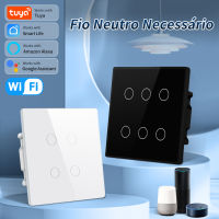 บราซิล4X4 Tuya WiFi สมาร์ทสวิทช์110-240V แผงสัมผัส46 Gang Timing Light Switch APP ควบคุมเสียง Alexa Home