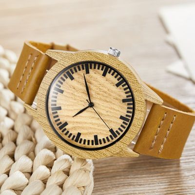 นาฬิกาไม้เลียนแบบอย่างง่ายนาฬิกาควอตซ์ชายหญิงนาฬิกาข้อมือไม้นุ่มสายหนังนาฬิกาข้อมือผู้ชาย Reloj Montre Uhr