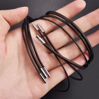 45/50/60cm Black Brown Braid Wax Cord DIY Pendant Necklace Jewelry Making Handmade Leather Rope Steel Clasp String Chain