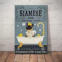 Siamese Cat Tin Sign Siamese Co. Organic Soap Funny Poster Cafe Living Room Kitchen Bathroom Home Art Wall Decoration Plaque