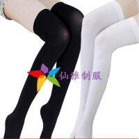 Stockings womens summer Korean Japanese college wind students middle and high tube non-slip black white half thigh stockings