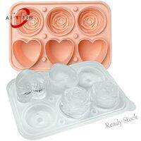 【Ready Stock】 ◑﹊✶ C14 Roses Ice-Cube Mold Heart Shape Ice-Cube Tray Ice Ball Maker for Whiskey Cocktails Drinks Pink