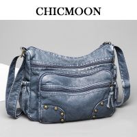 Women Bag Retro Female Handbags Washed PU Leather Hobos for Women Vintage Shoulder Messenger Pack Large Capacity Crossbody Bag