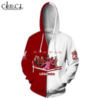 HX Liverpool Jersey เสื้อลิเวอร์พูล 3D พิมพ์ Zip Hoodies ลำลองแขนยาวแฟชั่นเสื้อคลุมด้วยผ้า