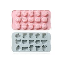 15 Holes Cartoon Animal Piggy Candy Silicone Mold Ice Tray Chocolate Childrens Complementary Food Household DIY Baking Tools Bread Cake  Cookie Acces