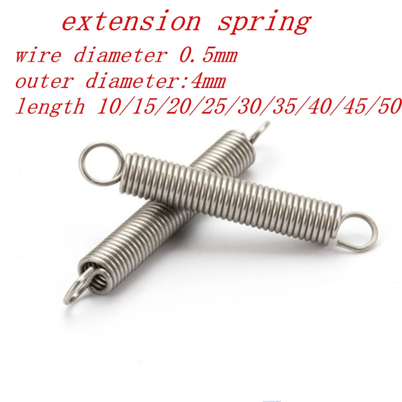 Size : 0 Mechanical Parts Extension Compression Spring 10pcs-Multiple specifications Dual Hook Outer Diameter 5mm Small Expansion Tension Spring Wire Diameter 0.5mm Hardware Accessories 304 Stainless