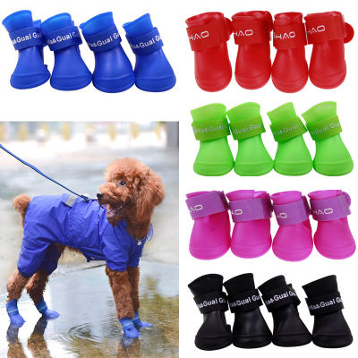 4Pcs WaterProof Rainshoe Anti-Slip Rubber Boot For Small Medium Large Dogs Cats Outdoor Shoe Dog Ankle Boots Accessories