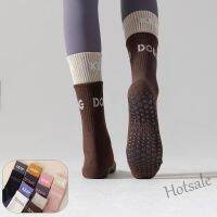 【hot sale】▪ C04 New 95 High-quality Cotton Bi-color Patchwork Socks Womens Sports Fitness Socks Non-Slip Silicone Yoga Socks Breathable Anti-Skid