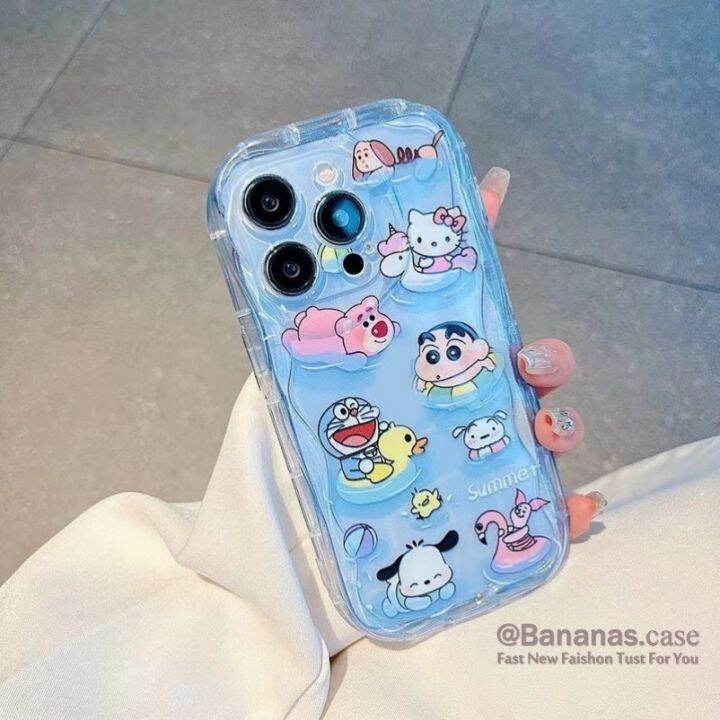 เคสโทรศัพท์มือถือ-แบบใส-ลายการ์ตูนหมีสตรอเบอร์รี่-ชินจัง-สําหรับ-iphone-14-13-12-x-xr-xs-7-8