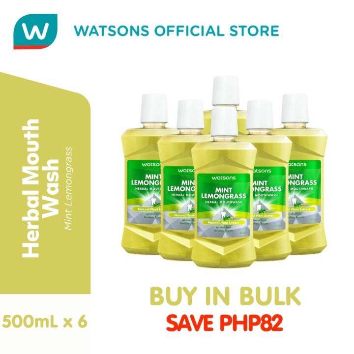 WATSONS Mint Lemongrass Herbal Mouthwash 500ml x 6s Lazada PH