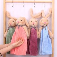 Cartoon Rabbit Coral Velvet Hand Towel for Kitchen Bathroom Microfiber Soft Quick Dry Absorbent Home Terry Towels