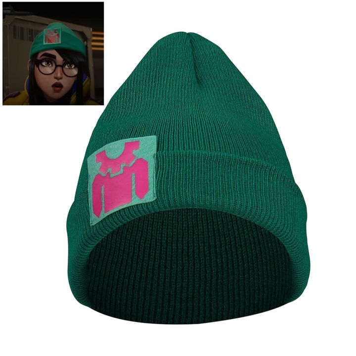 killjoy-green-beanie-หมวกถักเกมการ์ตูนหมวกฮิปฮอปชายคอสเพลย์